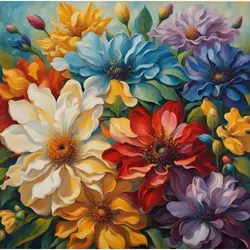 DIY Hand-Painted Oil Painting Kit - Flowers Picture, Home Decoration Gift (60x75cm) - 60x75cm no frame (A15)