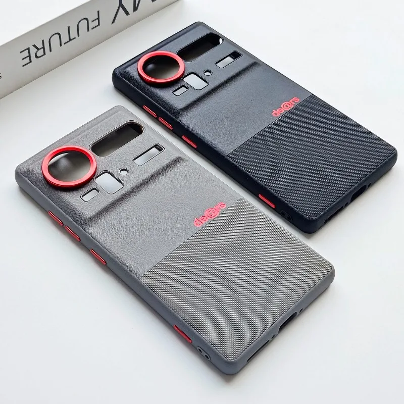 Luxury Matte Leather Cover with Metal Buttons and Lens Ring - Ultra-thin Shockproof Design