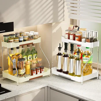 Multifunctional Kitchen Shelf – Countertop & Floor Storage Rack for Spices, Bottles & Supplies 1