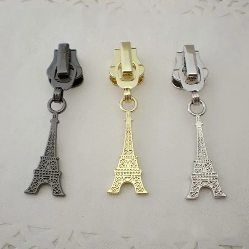 5PCS 5# Tower Zipper Slider Puller Head for Metal Resin Zip Repair Kit Closure Bags Suitcase Clothing Sew Accessories