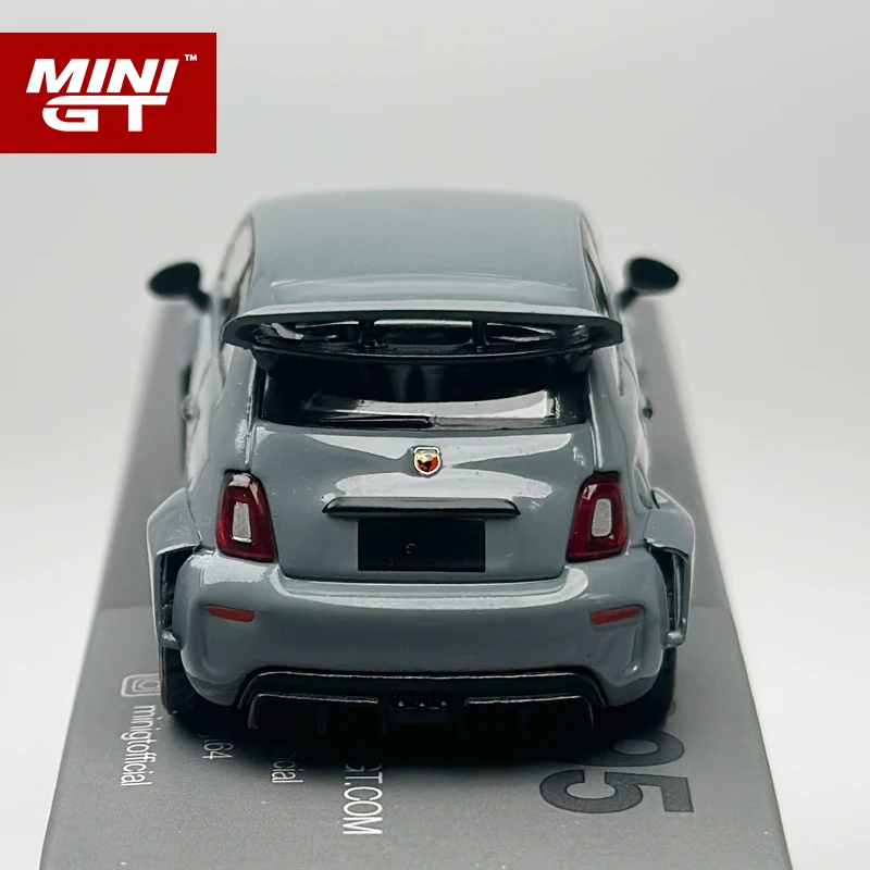 MINIGT 1:64 Abarth 595 LB-WORKS x Abas Works 회색 합금 자동차 모델 995