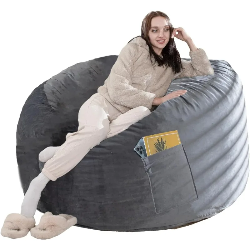 

Bean Bag Chair for Adults,Kids & Teenagers 3FT ,Beanbag Chair Large Sofa with Dutch Velvet Cover(Grey,Medium)
