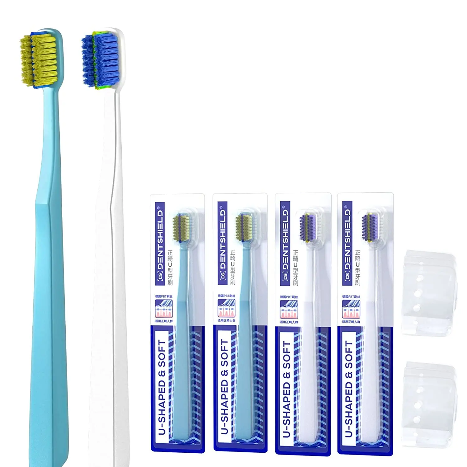 1/2 Pcs Orthodontic Toothbrush 2 Color For Braces U-Shaped Soft Bristle With Head Cover Free Interdental Brushes soft toothbrush manual toothbrush