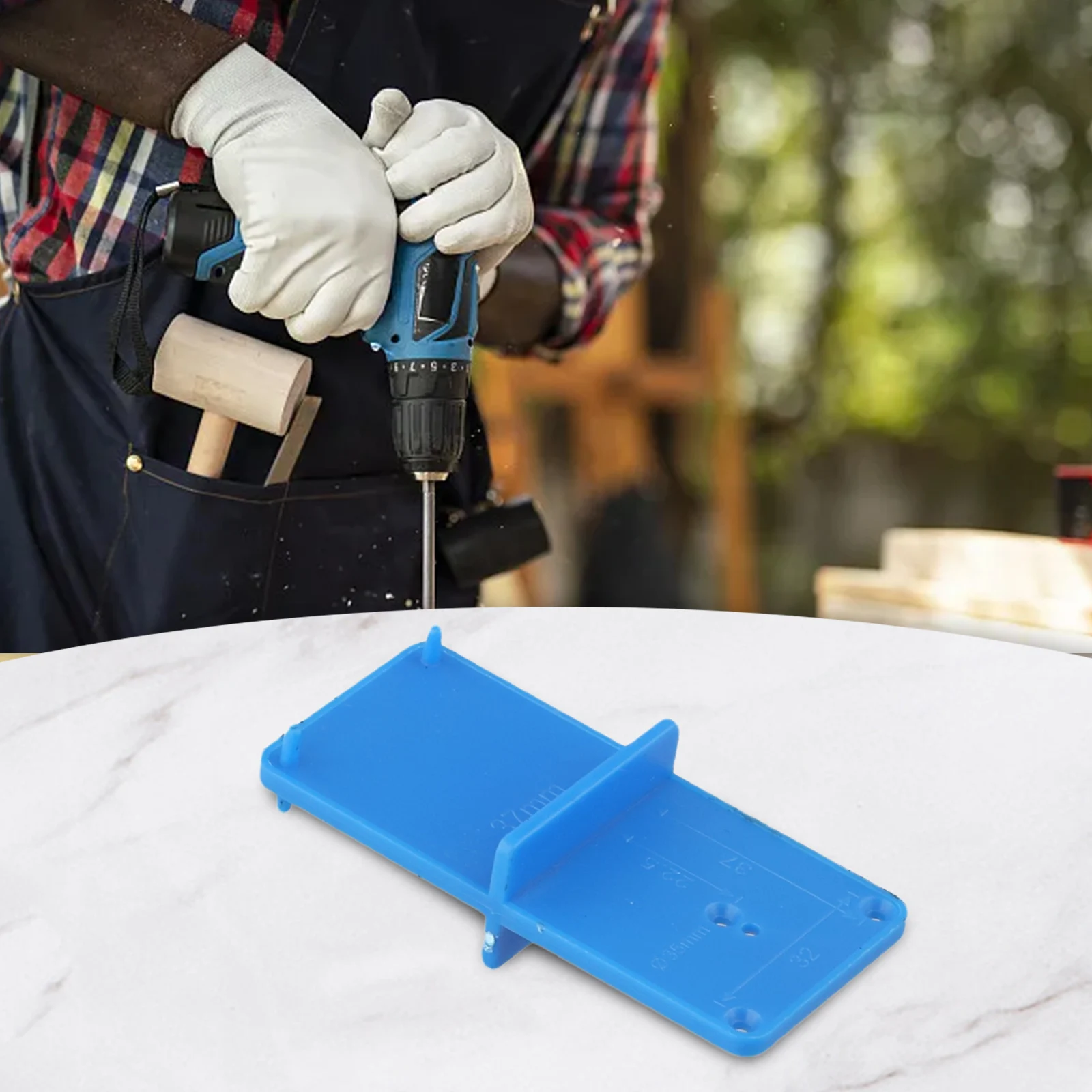 

Handy Portable Practical Cabinet Guide Locator Punch Locator Positioning Board Drilling Tool Orange Woodworking
