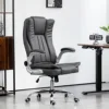 Microfiber Executive Officehair, Pairable Flip-Up Arms, Adjustable Height and Tilt Function, Gray 2
