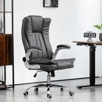 Microfiber Executive Officehair, Pairable Flip-Up Arms, Adjustable Height and Tilt Function, Gray 2