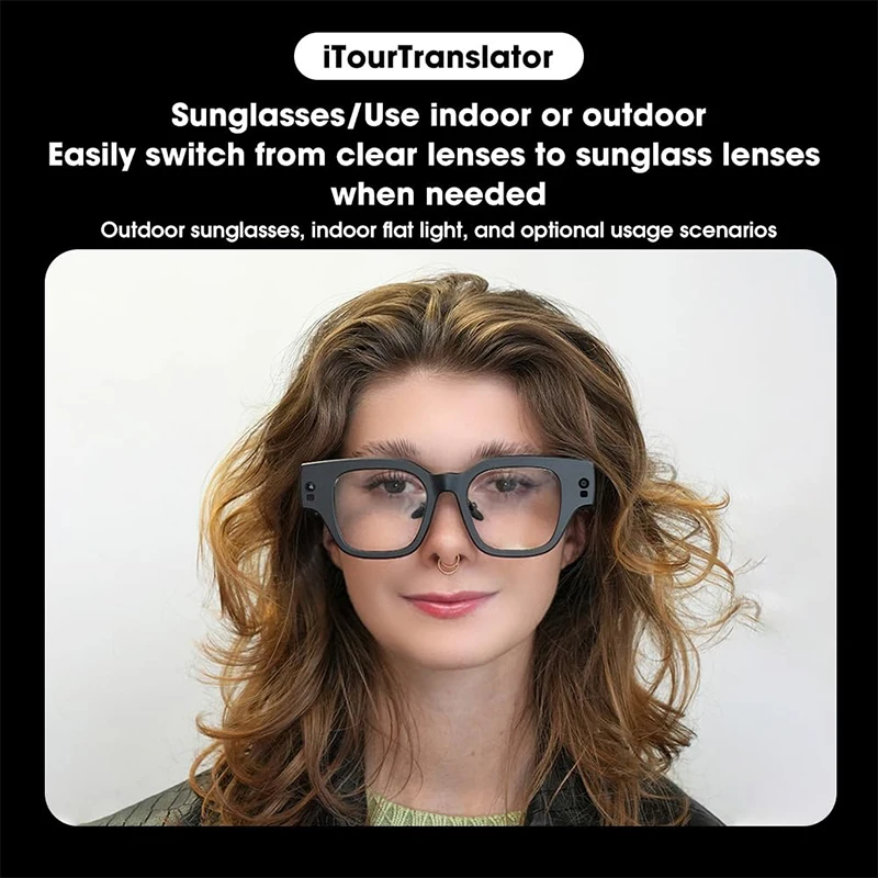iTour Translator Wireless AR Glasses Language Translator Bilingual Subtitles OLED Display Bluetooth Chat Voice