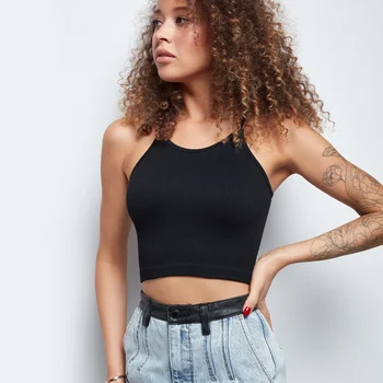 2 Pieces Women Tank Tops Sexy Going Out Sports Ribbed Summer Tops Crop Tops for Ladies Black+Pink 3