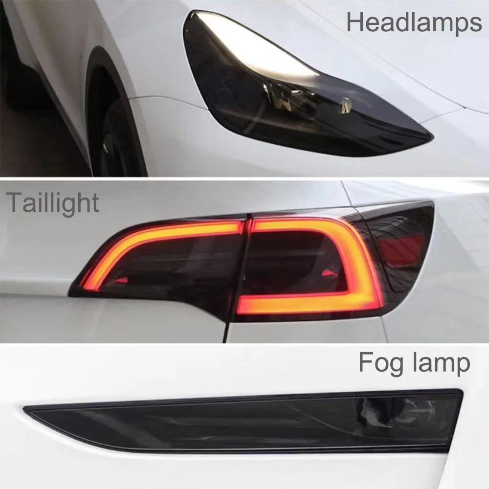 Pro tesla modelka 3 Y 2017-2023 TPU blackened světlomet taillight foglight ochranný filmovat modifikace černá barva mění films