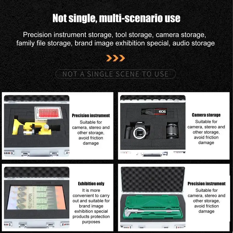 Hard Side Briefcases Aluminum Document Case with Handle Design Built-in Sponge Truck Storage Organizer Chest With Security Lock 4