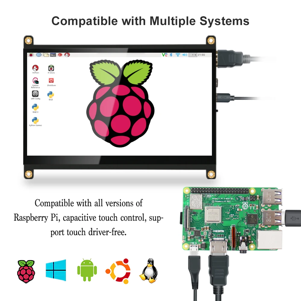 LESOWN   ġ ũ 10.1 ġ ̵ ÷, HDMI ÷, Ŀ , 1024x600 IPS LCD г, USB 5V 