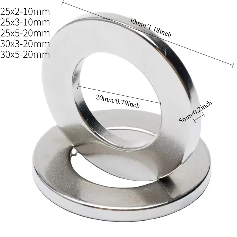 แม่เหล็กนีโอไดเมียมทรงกลมแบบมีรูตรง รุ่น N35 ขนาด 25x2-10 25x3-10 25x5-20 30x3-20 30x5-20 สำหรับงาน DIY และสำนักงาน 1