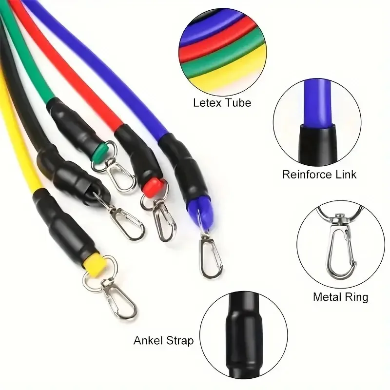 Enhanced Strength Training Fitness Bands with Door Anchor, Handles, and Ankle Straps