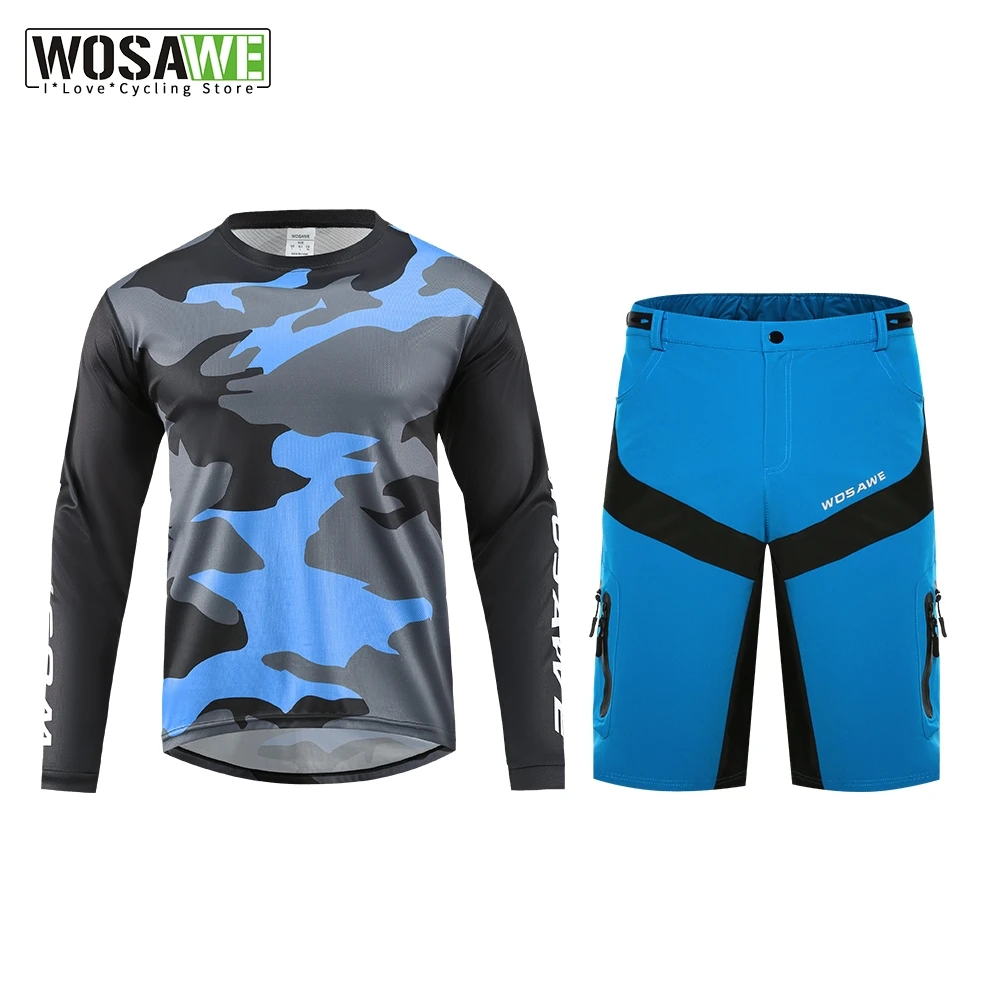 WOSAWE Conjunto de ropa ciclismo para hombre, Jersey largo de camuflaje para descenso, ATV, BMX, bicicleta montaña, MTB, pantalones cortos para montar en moto| | AliExpress