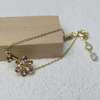 Ensemble de bijoux fins pour femmes, nouvelle série originale de fleurs riches, Quartz Rose, fleur éblouissante, collier, boucle d'oreille, Bracelet, bague, 2025 4