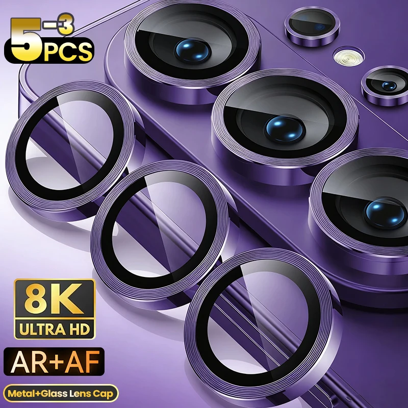 Enhanced Camera Glass Protector with Metal Ring for 8K HDR Rear Lens Cover