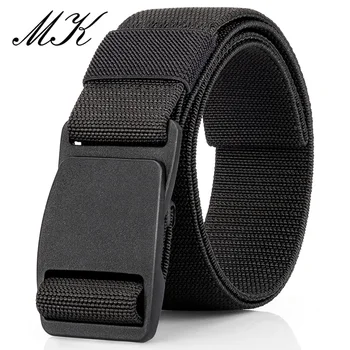 Maikun Large Size Fabric Men's Belt Work No Hole Nylon Webbing Plastic Buckle Belt Military Nylon Blend Web Belt 1