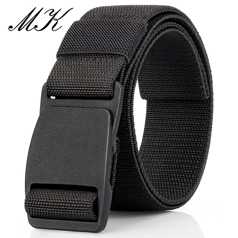  Maikun Large Size Fabric Men's Belt Work No Hole Nylon Webbing Plastic Buckle Belt Military Nylon Blend Web Belt 