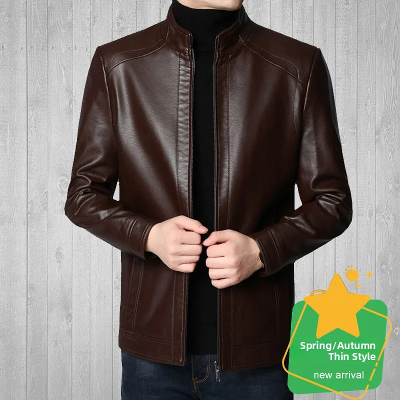 Warmth Thiened Real Leather Jaet Men's Casual Busin Sle eepskin Coat Dad Coat Loose Fit Winter Outerwear