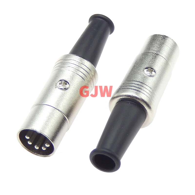 2PCS 5PIN DIN Connector Midi Cable Lead Audio Plug Male Inline Metal connector