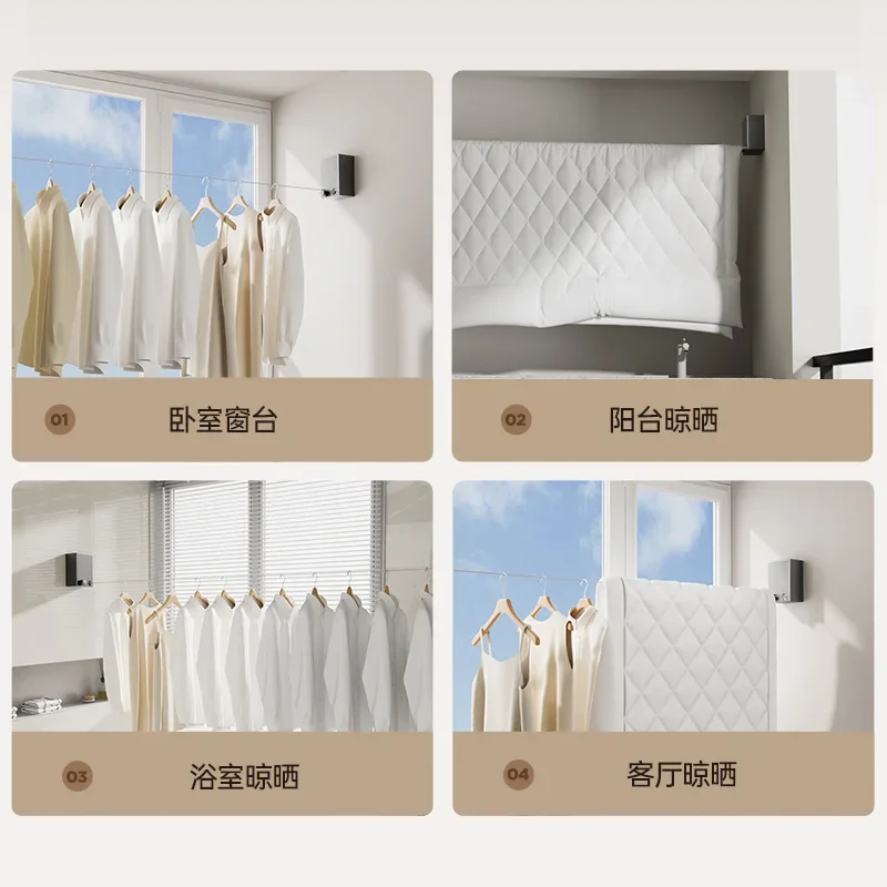 Retractable Invisible Clothesline, No Drill Indoor Balcony Laundry Rope, Space-Saving Bathroom Clothes Drying Organizer 3