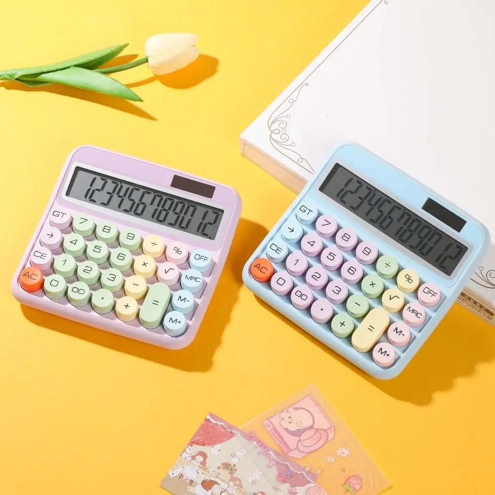 가와이 타자기 계산기, 캔디 컬러 사일런트 기계식 키보드 계산기, LCD 디스플레이, 가정 사무실용, 12 자리