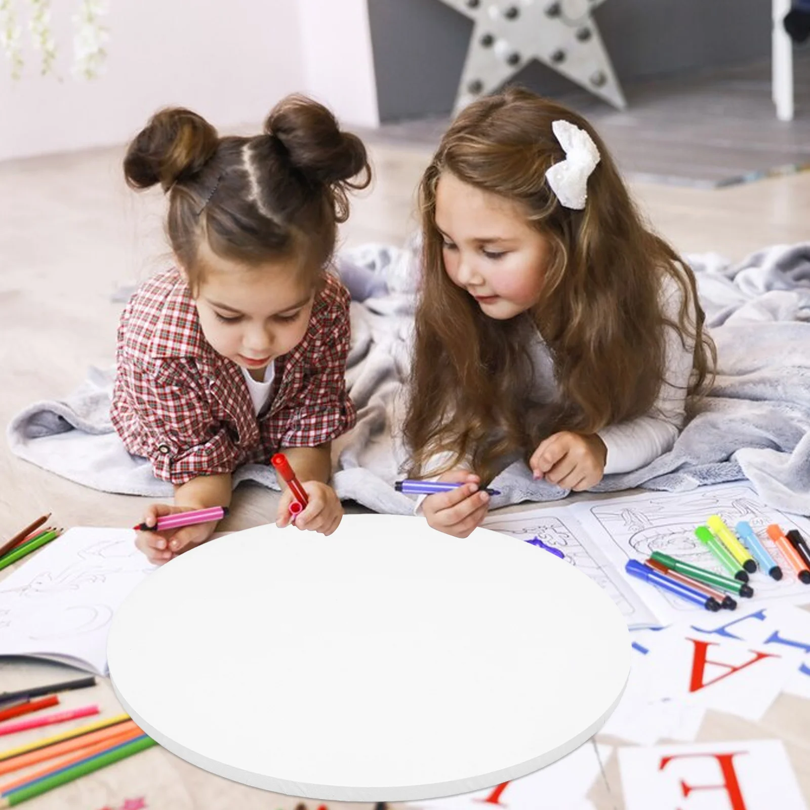 1/2pcs 20/30/40/50cm Wooden Painting Frame Round Canvas Board DIY Painting Stretched Blank Cotton Canvas Panel Drawing Frame