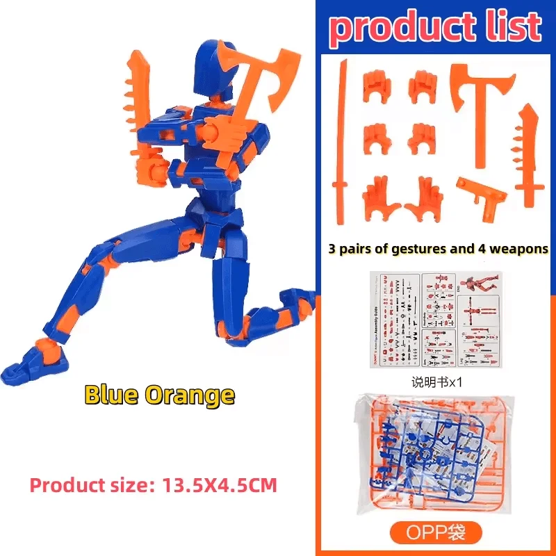 3D Printed DIY Luminous Multi-Jointed Movable Shapeshift Robot Mannequin Lucky robot and dog Action Figures Toys kids Gifts