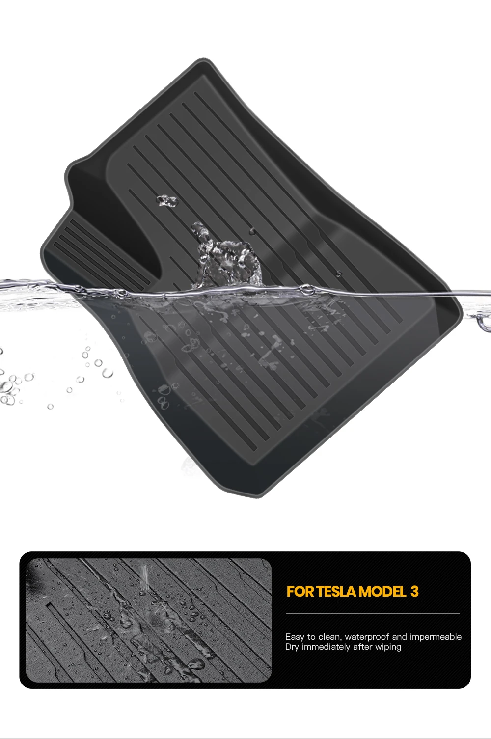 For Tesla Model 3 2021-2023 Model 3 Highland 2024 TPE Floor Mats Waterproof Lugg