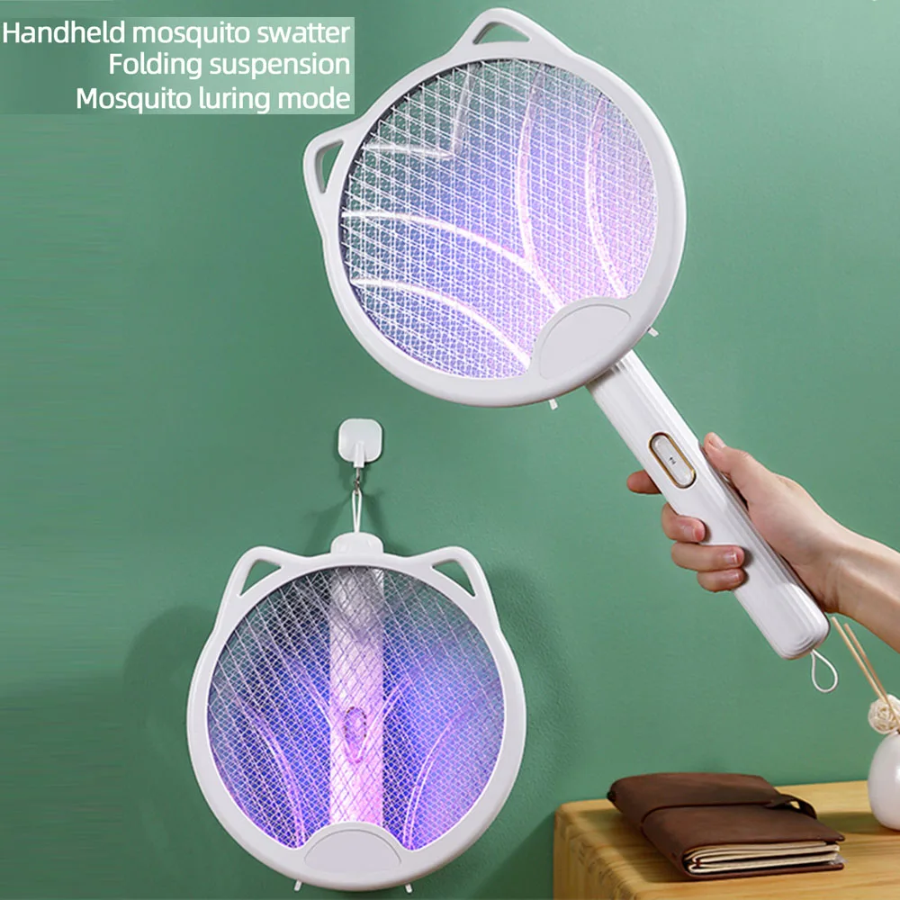 Nuova Lampada Antizanzare Usb Ricaricabile Elettrica Pieghevole Antizanzare Racchetta Scacciamosche 3000V Lampada Repellente
