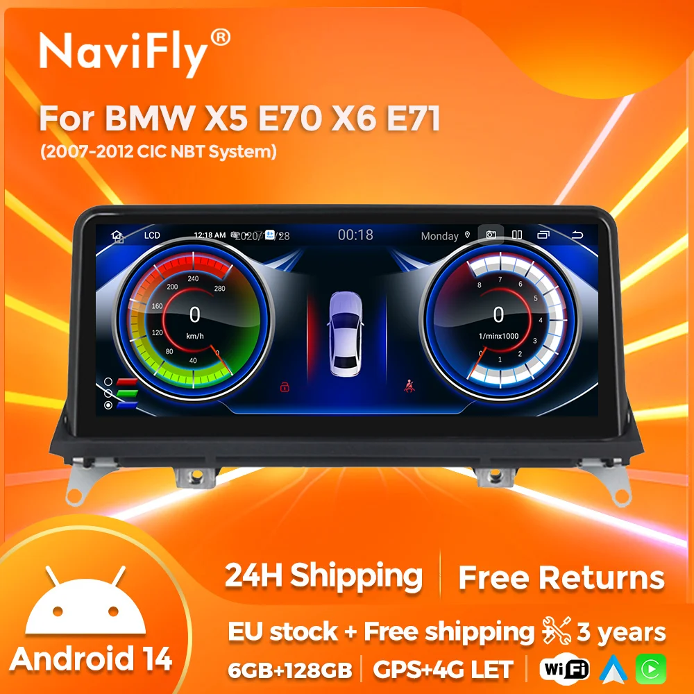 Autoradio Android 12 Pour BMW X5 E70 X6 E71 CIC - 10.25" IPS, 64Go, CarPlay, DAB+, Erisin