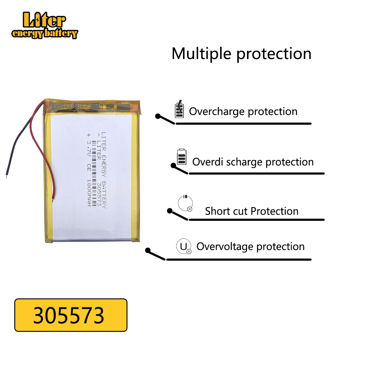 Lithium ion battery 305573 3.7V 1800MAH product polymer capacity battery 305674 MP3 MP4 DVD DVR GPS