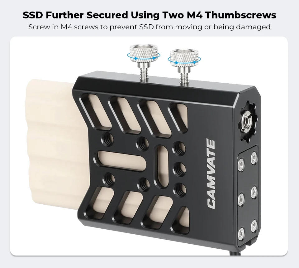 Mount Bracket SSD Holder With 1/4"-20 Screws and USB-C 3.2 Gen2 10 Gb/s Connecti