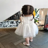 Baby Yarn Dress 2024 Summer New Western Style Summer Dress Girl's Fluffy Yarn Mesh One Year Princess Dress 4