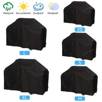 Black Waterproof BBQ Cover Outdoor BBQ Accessories Grill Cover Anti Dust Rain Gas Charcoal Electric Barbeque Protective Cover 1