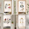 Cartoon Door Curtain with Rods Noren Cute Funny Cat Drapes Living Room Bedroom Doorway Kitchen Entrance Hanging Half-Curtains 1