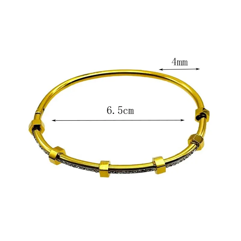 Zirconia bangle Round Cubic Zirconia Bangles For Women Men Stainless Steel Crystal Bangle Party Jewelry