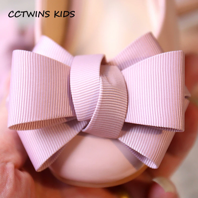 Kids Girls Party Princess Bow Shoes Pu Leather Mid Heel CCTWINS G1126