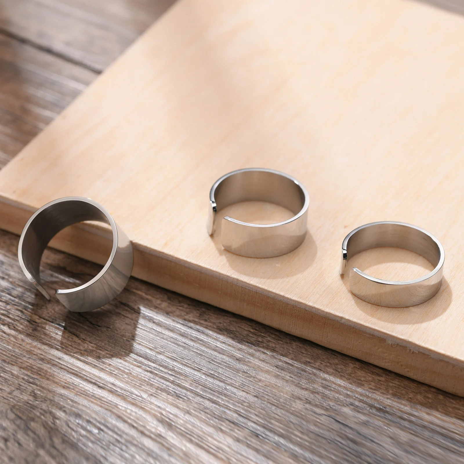 Manschette Knuckle Ring, Verstellbare Edelstahl Ringe, Über Die Knuckle Ring, Midi Rohr Manschette Ring, boho Wide Band Ring – Detail 2