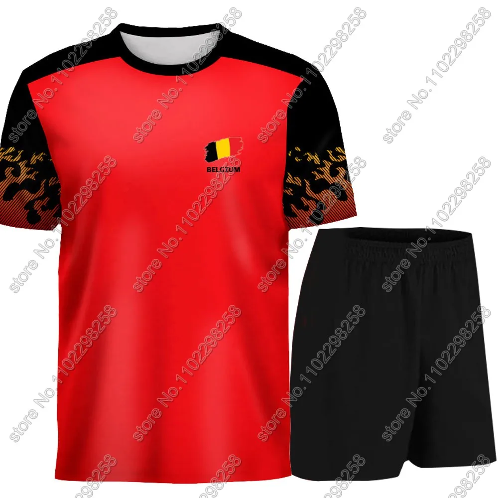 Maillot Belgium National Jersey team Fans T Shirts 3D Print Mens Shorts Running Streetwear Casual Training Suit Clothe