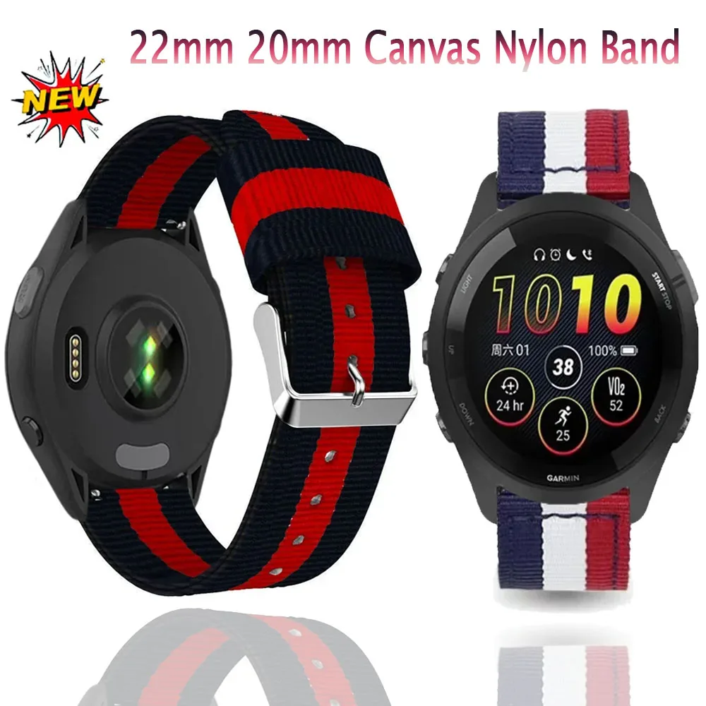 Versatile Canvas Nylon Watch Band - 22mm/20mm Adjustable Strap