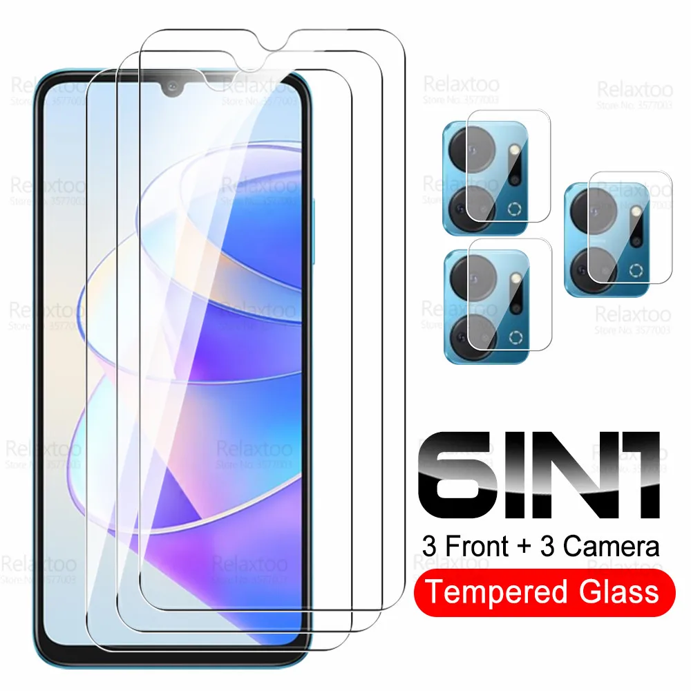 

Закаленное стекло 6 в 1 для камеры Honor X7A, Защита экрана для Honor X7A 2023 Xonor X7A X 7A X7 A 6,74 дюйма, армированный чехол, защитная пленка
