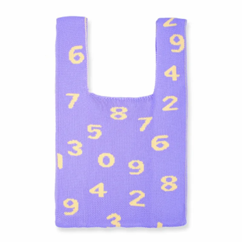 IMone Tote Bag Japanese and Korean Vest Shape Color Underarm Handbags Fashion Number Pattern Knittied Handbags for Women