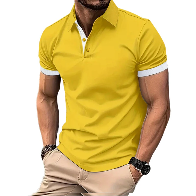 Summer Short Sleeve Polo Shirt Mens Large Stritching T Shirts Lapel Business Breathable Tee Shirt Lightweight Sweatwear 4