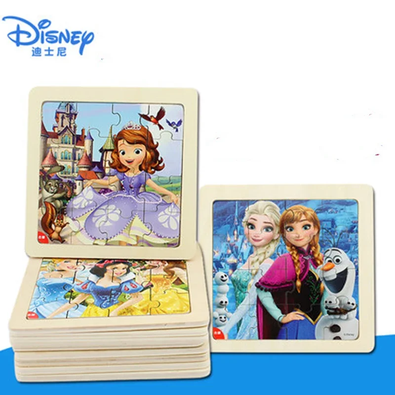 Disney Princess elsa anna Frozen Mickey Wooden Box Puzzle Early Education sofia Puzzle Toys Children gift