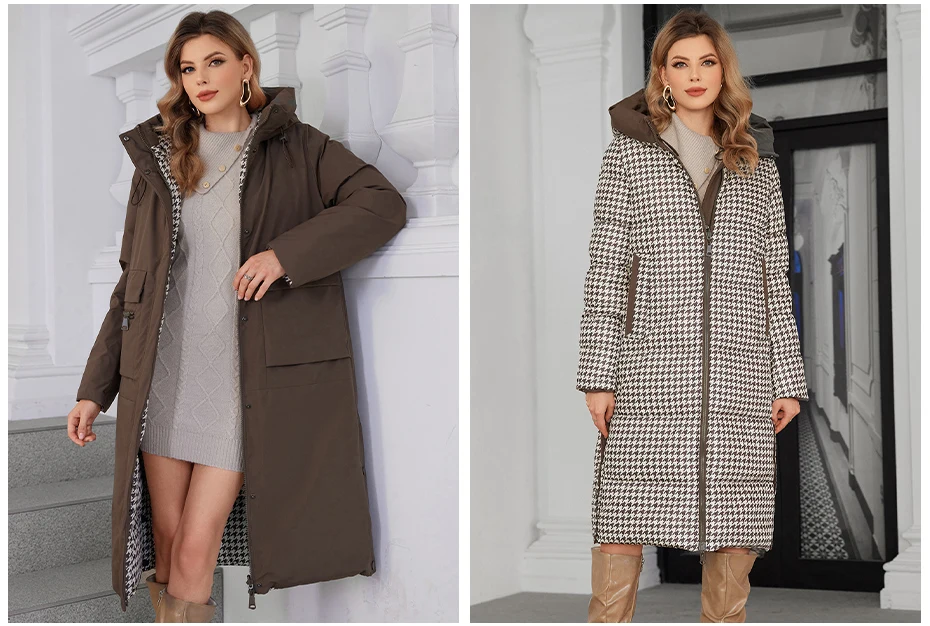 ICEbear Winter 2024 Women's Jacket Reversible High Quality Zipper Hooded Jacket Brand Fashion Parka Women's GWD4682I