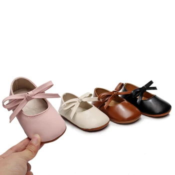 Pudcoco neonate Mary Jane scarpe Bowknot PU Princess Flats scarpe da passeggio Casual per neonato bambino 0-18M 1