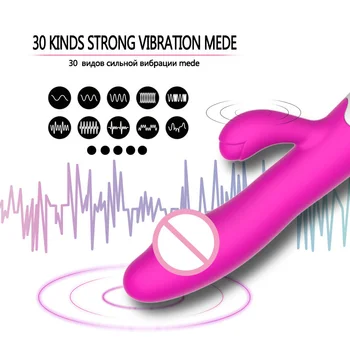 30 Speed Rabbit Vibrator Female Clitoral Stimulation Rechargable Realistic Dildo G Spot Vibrator Magic Wand Adult Women Sex Toys 3