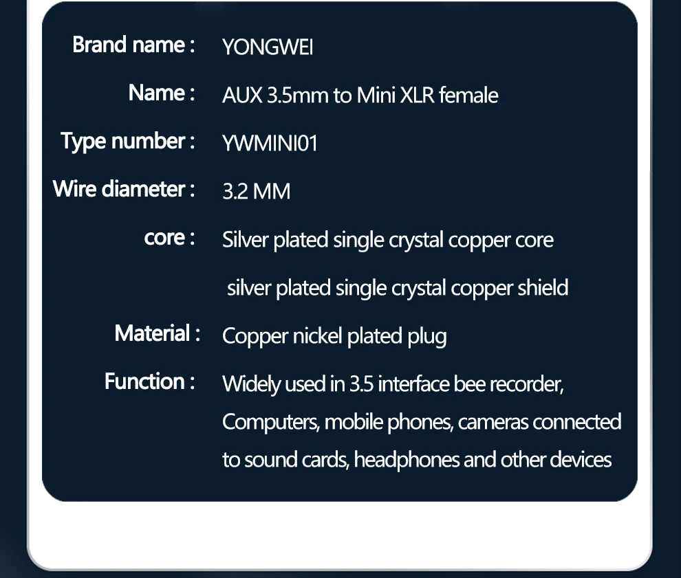 YONGWEI Jack 3.5mm 1/8 to 3-Pin Mini XLR Cable TRS 1/8 Inch Aux Stereo Male to Mini XLR Female Audio Adapter Cable for AKG K550