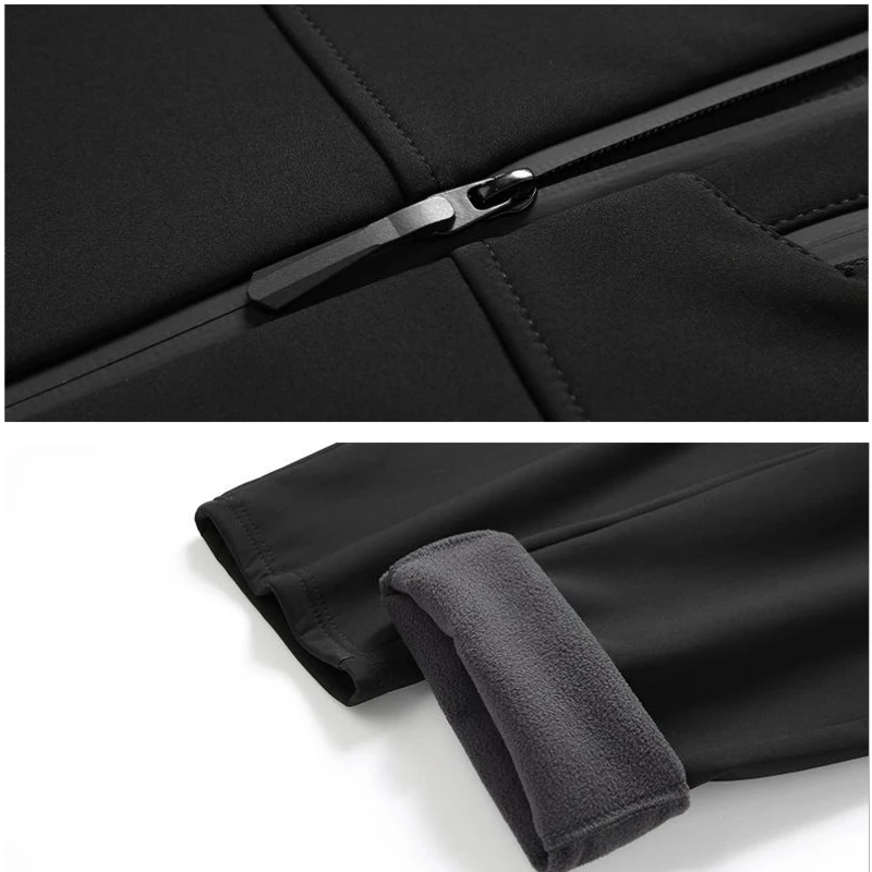 Plus Size 6xl 5xl Sportswear Men Softshell Thick Fleece Lined Hooded Hoodie Suit Menswear Jacket Pants 2 Pieces Set Tracksuits 5